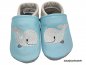 Preview: Lederpuschen babyblau-grau mit Stickerei Wal mit Herz babyblau